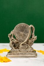 Brass Silver-Coated Sitting Panchmukhi Hanuman Idol – With 10 Arms – 3.5 Inch - Image 3