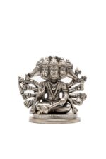 Brass Silver-Coated Sitting Panchmukhi Hanuman Idol – With 10 Arms – 3.7 Inch - Image 8