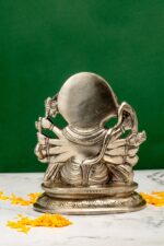 Brass Superfine Silver-Coated Sitting Panchmukhi Hanuman Idol – With 10 Arms – 6.2 Inch - Image 3