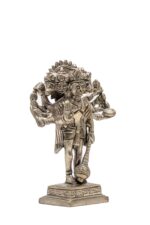 Brass Silver-Coated Standing Panchmukhi Hanuman Idol – With 10 Arms- 6 Inch - Image 4