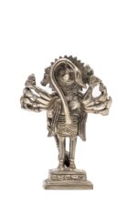 Brass Silver-Coated Standing Panchmukhi Hanuman Idol – With 10 Arms- 6 Inch - Image 3
