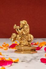 Superfine Brass Radha Krishna Idol with Cow – Miniature – 3 Inch - Image 2