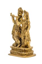 Superfine Brass Radha Krishna Idol – Detailed Carving – 5 Inch - Image 3