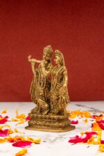 Superfine Brass Radha Krishna Idol – Detailed Carving – 5 Inch - Image 2