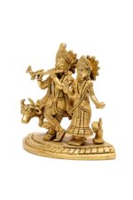 Superfine Brass Radha Krishna Idol with Cow – 5.5 Inch - Image 4