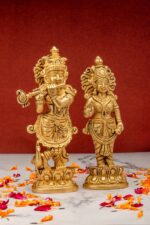 Superfine Brass Radha Krishna Idol – Beautiful Carving – 7 Inch - Image 8