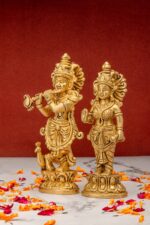 Superfine Brass Radha Krishna Idol – Beautiful Carving – 7 Inch - Image 2