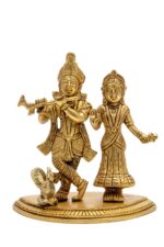 Superfine Brass Radha Krishna Idol – with Peacock – 5 Inch - Image 6