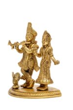 Superfine Brass Radha Krishna Idol – with Peacock – 5 Inch - Image 4