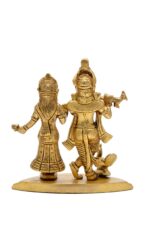 Superfine Brass Radha Krishna Idol – with Peacock – 5 Inch - Image 3