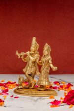 Superfine Brass Radha Krishna Idol – with Peacock – 5 Inch - Image 2