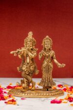 Superfine Brass Radha Krishna Idol – With Peacock – 7 Inch