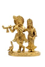 Superfine Brass Radha Krishna Idol – With Peacock – 7.5 Inch - Image 4