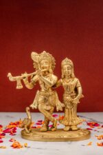 Superfine Brass Radha Krishna Idol – With Peacock – 7.5 Inch