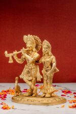 Superfine Brass Radha Krishna Idol – With Peacock – 7.5 Inch - Image 7