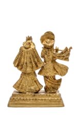 Brass Radha Krishna Idol – Vrindavan Idol Replica – 10 Inch - Image 3