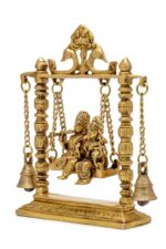Superfine Brass Radha Krishna Idol on Swing – 10 Inch - Image 3
