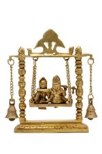 Superfine Brass Radha Krishna Idol on Swing – 10 Inch - Image 2