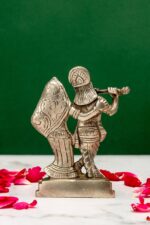 Brass Silver-Coated Radha Krishna Idol – 4.35 Inch - Image 3