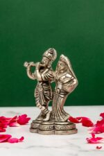 Brass Silver-Coated Radha Krishna Idol – 4.35 Inch - Image 2