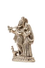 Brass Silver-Coated Radha Krishna Idol – 6 Inch - Image 7