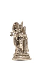 Brass Silver-Coated Superfine Radha Krishna Idol – With Peacock – 5.5 Inch - Image 5