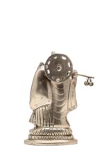 Brass Silver-Coated Superfine Radha Krishna Idol – With Peacock – 5.5 Inch - Image 8