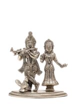 Brass Silver-Coated Superfine Radha Krishna Idol – 5.5 Inch - Image 6
