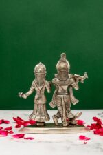 Brass Silver-Coated Superfine Radha Krishna Idol – 5.5 Inch - Image 3