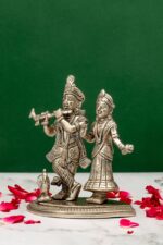 Brass Silver-Coated Superfine Radha Krishna Idol – 5.5 Inch - Image 2