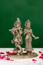 Brass Silver-Coated Superfine Radha Krishna Idol – 6.70 Inch - Image 4