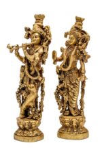 Brass Radha Krishna Idol – Superfine Detailed Carving – 14.5 Inch - Image 3