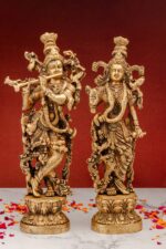 Brass Radha Krishna Idol – Superfine Detailed Carving – 14.5 Inch