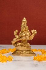 Brass Superfine Saraswati Idol – 3 Inch - Image 2