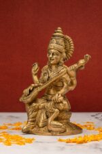 Brass Saraswati Idol – Detailed Carving – 6.25 Inch - Image 2