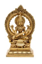 Brass Superfine Saraswati Idol – With Frame – 7 Inch - Image 8