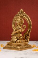 Brass Superfine Saraswati Idol – With Frame – 7 Inch - Image 2