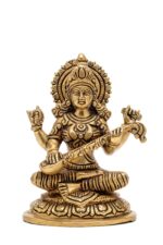 Brass Superfine Saraswati Idol – Detailed Carving – 7.5 Inch - Image 8