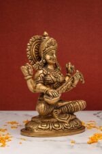 Brass Superfine Saraswati Idol – Detailed Carving – 7.5 Inch - Image 4