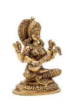 Brass Superfine Saraswati Idol – Detailed Carving – 7.5 Inch - Image 7