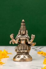 Brass Silver Coated Superfine Saraswati Idol – On Lotus – 3.15 Inch - Image 3