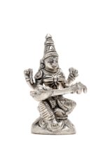 Brass Silver Coated Superfine Saraswati Idol – On Lotus – 3.15 Inch - Image 6