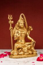 Sitting Brass Shiva Idol – Aashirwaad Mudra – 9.5 Inch - Image 8
