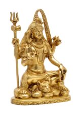 Sitting Brass Shiva Idol – Aashirwaad Mudra – 9.5 Inch - Image 5