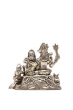 Brass Silver-Coated Superfine Shiv Parivar Idol – With Ganesh & Kartikeya – 3.15 Inches - Image 5