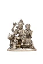 Brass Silver-Coated Superfine Shiv Parivar Idol – With Ganesh & Kartikeya On Nandi – 3.5 Inches - Image 8