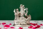 Brass Silver-Coated Superfine Shiv Parivar Idol – With Ganesh & Kartikeya On Nandi – 3.95 Inches - Image 3