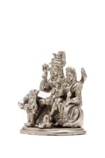 Brass Silver-Coated Superfine Shiv Parivar Idol – With Ganesh & Kartikeya On Nandi – 3.95 Inches - Image 7