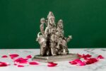 Brass Silver-Coated Superfine Shiv Parivar Idol – With Ganesh & Kartikeya On Nandi – 3.95 Inches - Image 4
