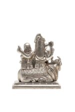 Brass Silver-Coated Superfine Shiv Parivar Idol – With Ganesh & Kartikeya On Nandi – 3.95 Inches - Image 8